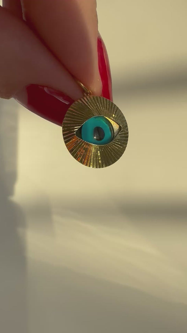 Engine Turned Evil Eye Pendant