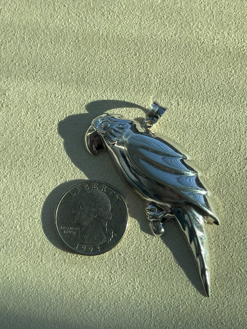 Vintage Sterling Silver Parrot Pendant