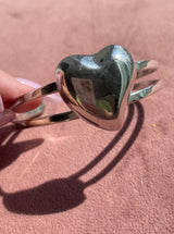 Vintage Sterling Silver Sassy Heart Cuff Bracelet