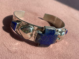 Hearts and Crosses Lapis and Sterling Cuff Bracelet