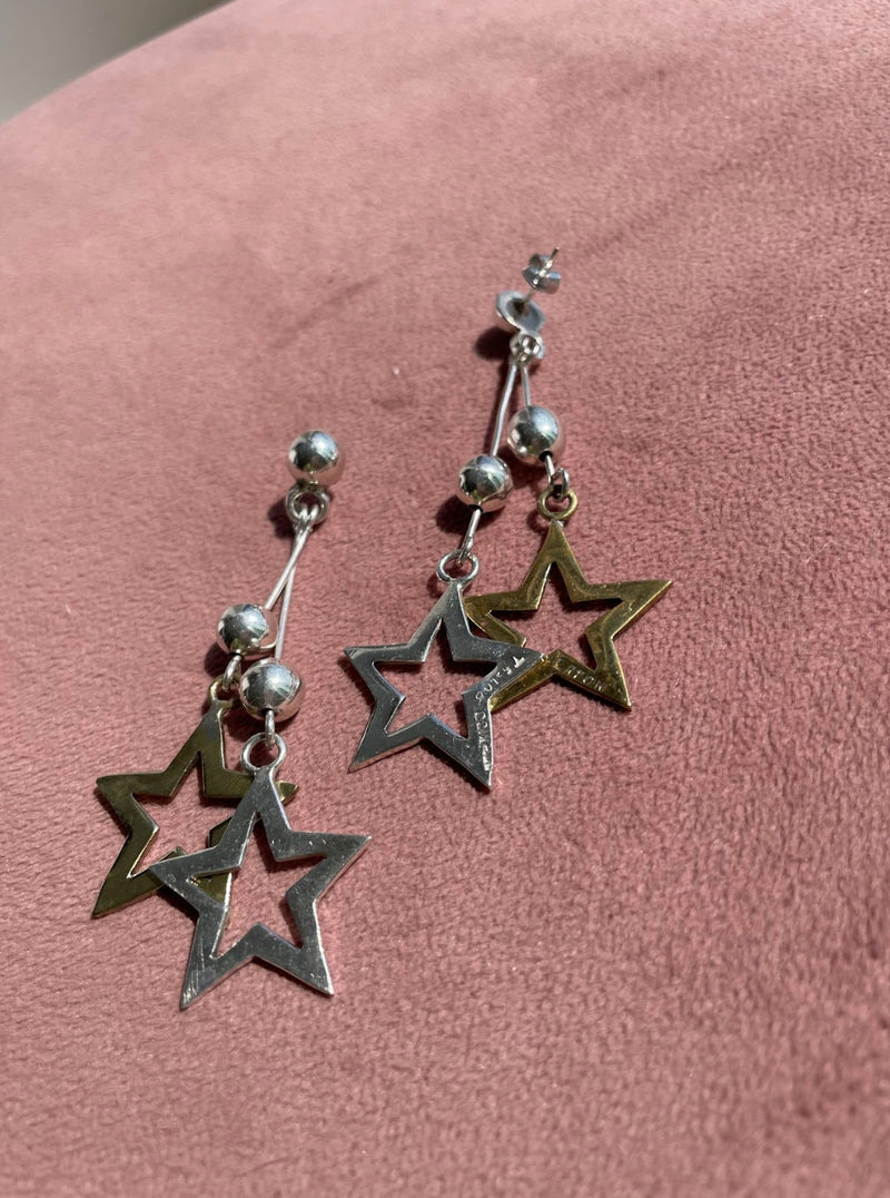 Dangly Vintage Designer Taxco Star Earrings