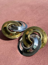 Vintage Mexican Taxco Sterling Silver Two Tone Earrings