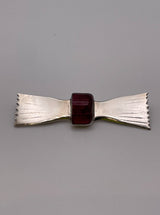 Vintage Sterling Silver Bow Pin with Gem Slice