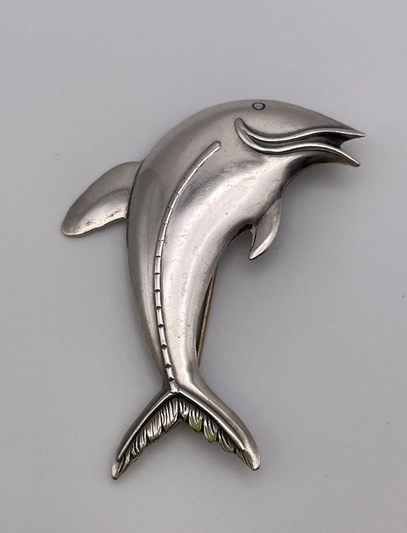 Vintage Goofy Sterling Silver Tuna Pin Brooch