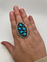 LARGE Native American Navajo Sterling Silver and Turquoise Ring