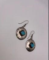 Vintage Native American Navajo Sterling and Turquoise Shield Earrings