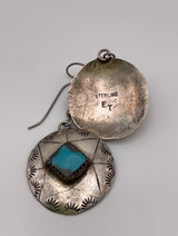 Vintage Native American Navajo Sterling and Turquoise Shield Earrings
