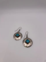 Vintage Native American Navajo Sterling and Turquoise Shield Earrings