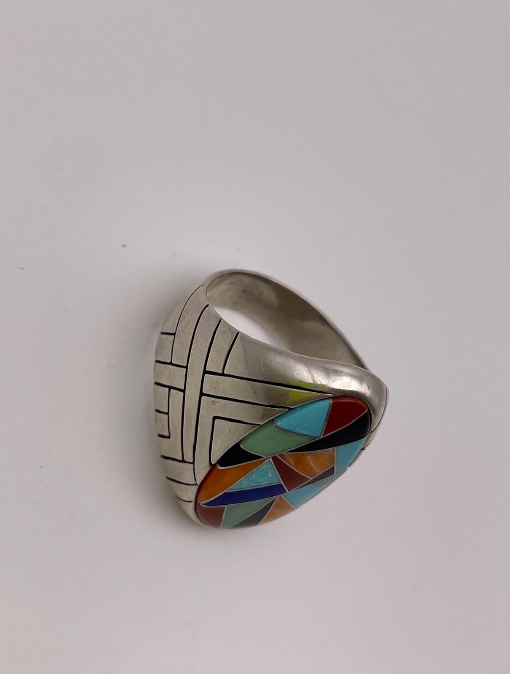 Gorgeous Carolyn Pollack Sterling Silver and Inlay Ring South West