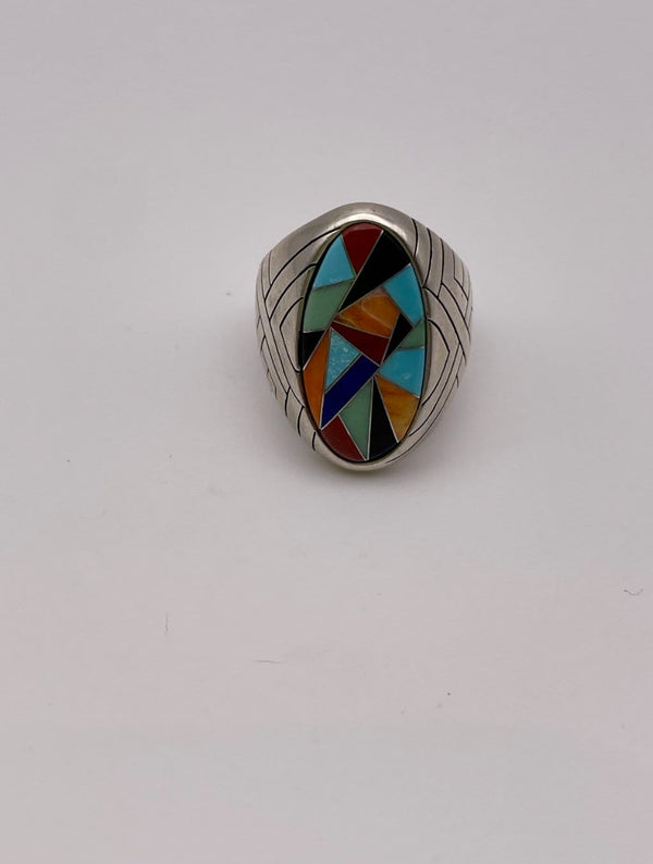 Gorgeous Carolyn Pollack Sterling Silver and Inlay Ring South West