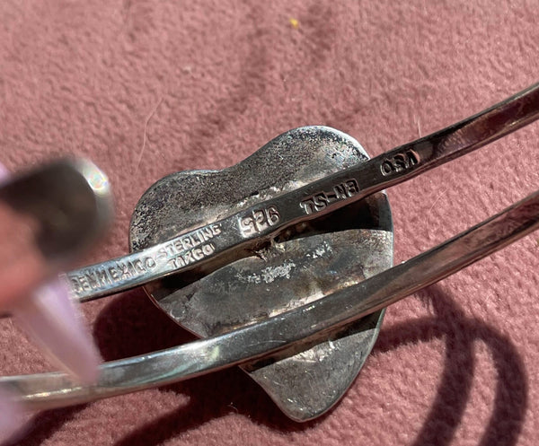 Vintage Sterling Silver Sassy Heart Cuff Bracelet