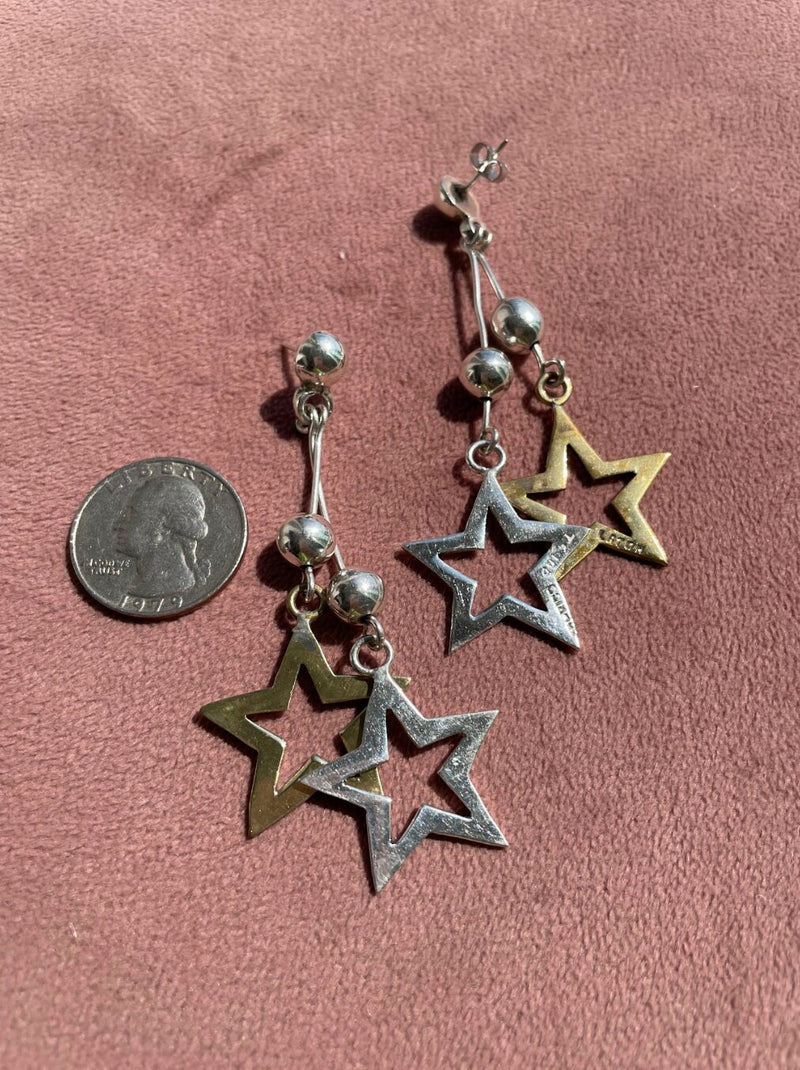 Dangly Vintage Designer Taxco Star Earrings