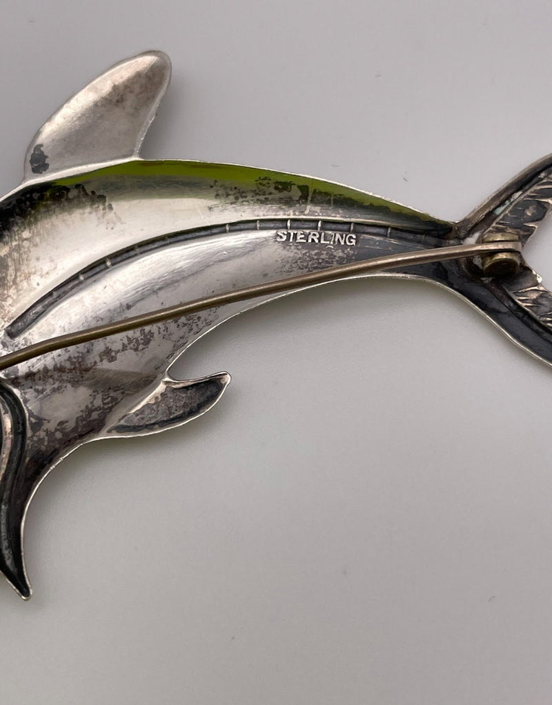 Vintage Goofy Sterling Silver Tuna Pin Brooch