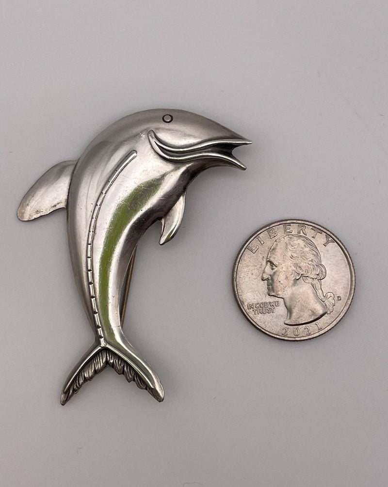 Vintage Goofy Sterling Silver Tuna Pin Brooch