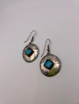 Vintage Native American Navajo Sterling and Turquoise Shield Earrings