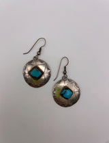 Vintage Native American Navajo Sterling and Turquoise Shield Earrings