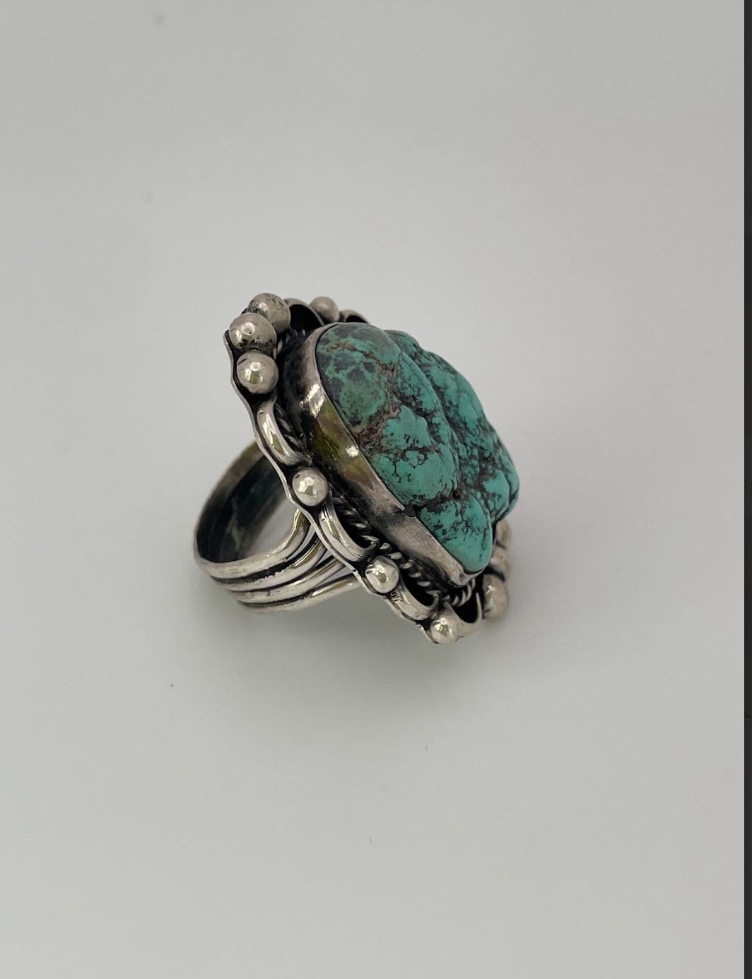 Vintage Native American Rough Turquoise and Sterling Silver Ring