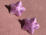 Vintage Guilloche Sterling Silver Starfish Earrings