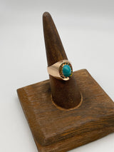 Vintage 1960's Russian Rose Gold and Turquoise Ring 14k