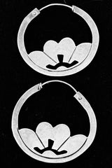 Vintage Sterling Siver Lotus Hoops Taxco Mexico