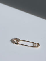 Designer 14k Gold and Diamond Safety Pin Earring