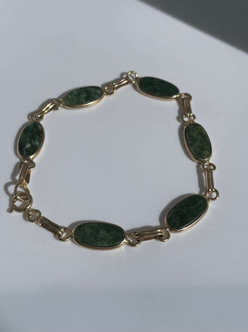 14k Vintage Gold and Jade Bracelet