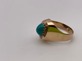 Vintage 1960's Russian Rose Gold and Turquoise Ring 14k