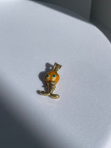 14k Solid Gold and Enamel Vintage Estate Tweety Bird Charm