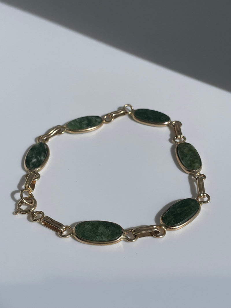 14k Vintage Gold and Jade Bracelet