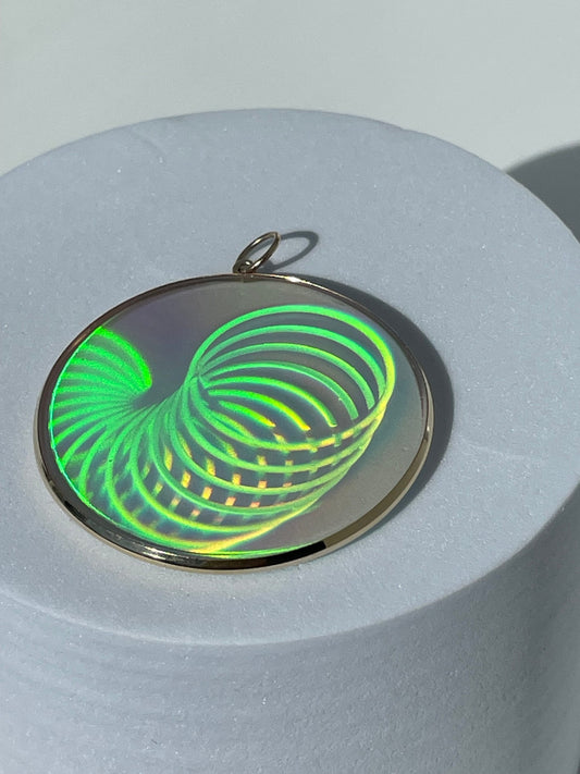 Vintage Slinky Hologram Pendant Solid 9k Gold