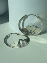 Vintage Sterling Siver Lotus Hoops Taxco Mexico