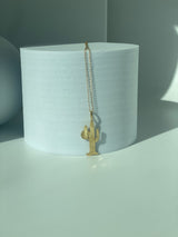 14k Solid Gold Saguaro Cactus Charm and Necklace