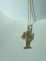 14k Solid Gold Saguaro Cactus Charm and Necklace