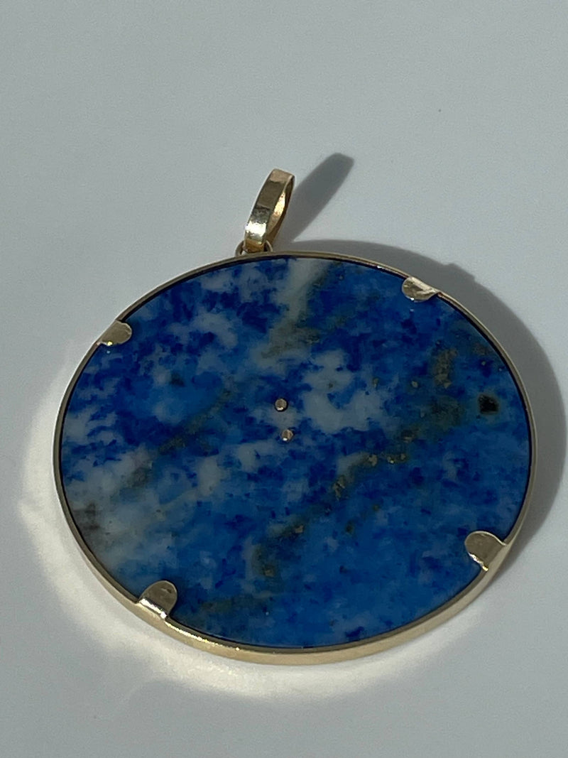 Lapis and 14k Gold Oil Derrik Pendant 1970,s Vintage Estate