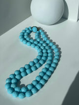 Vintage Milk Glads Baby Blue Two Strand Beaded Necklace