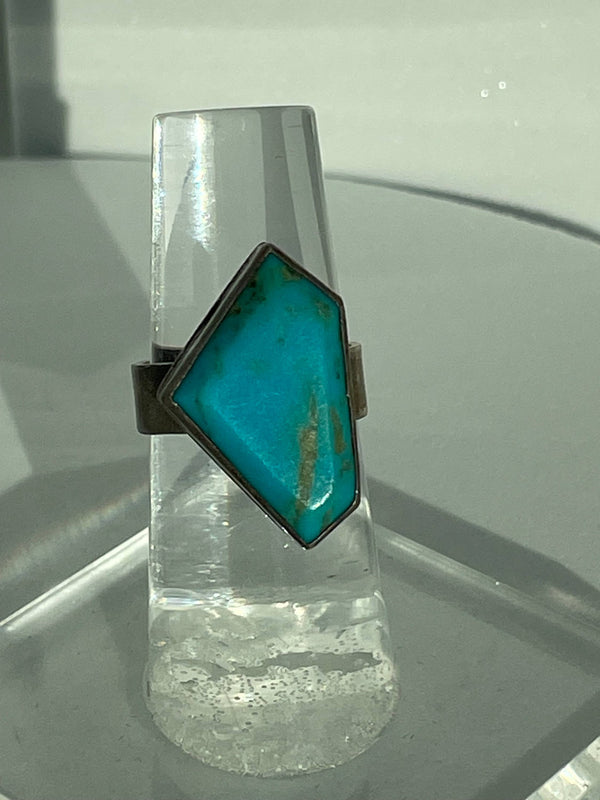 Vintage Sterling Silver Turquoise Modernist Ring